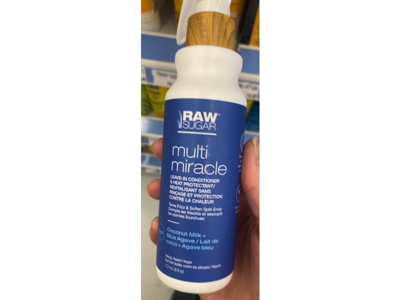 Raw Sugar Multi Miracle Leave In Conditioner & Heat Protectant, Coconut Milk + Blue Agave, 6 fl oz/177 mL
