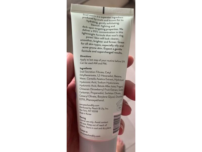 Peach & Lily Peach Slices Snail Rescue All-In-One Oil-Free Moisturizer, 95% Snail Mucin, 2.82 fl oz/80 g