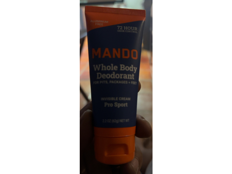 Mando Whole Body Invisible Cream Deodorant, Pro Sport, 2.2 oz/62 g