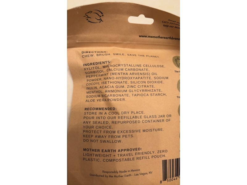 Me Mother Earth Toothpaste Tablets, Peppermint Refill, 4 oz.113 g, 195 Count