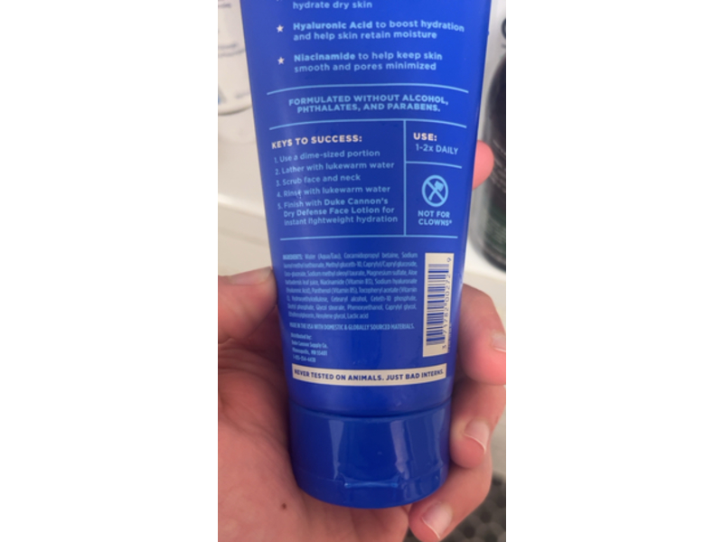 Duke Cannon Supply Co. Hydrating Face Wash, 6 fl oz/177 mL