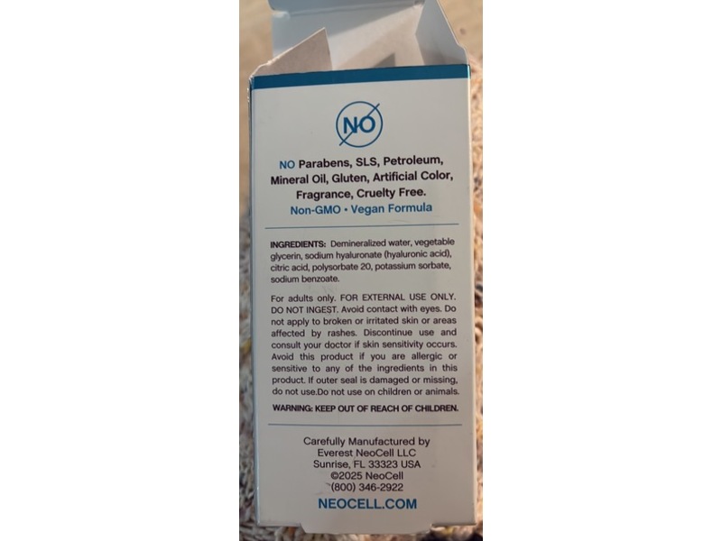 NeoCell Hydration Serum, Hyaluronic Acid, 2 fl oz/59 mL