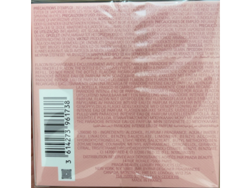 Prada Eau De Parfum Refillable Spray, 1 fl oz/30 mL