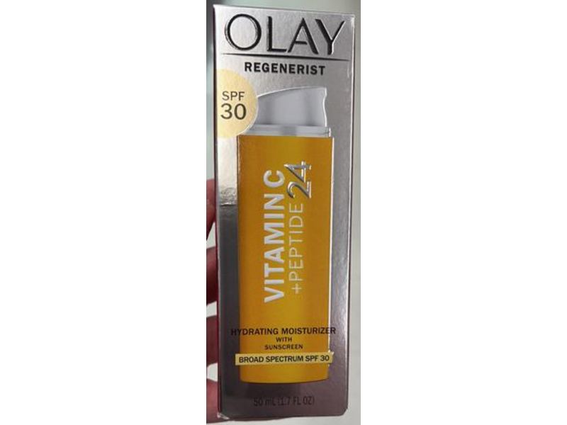 Olay Regenerist Hydrating Moisturizer Sunscreen, Vitamin C + Peptide 24 SPF 30, 1.7 fl oz/50 mL