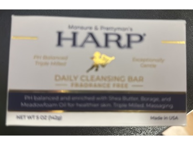 Harp Daily Cleansing Bar, Fragrance Free, 5 oz/142 g