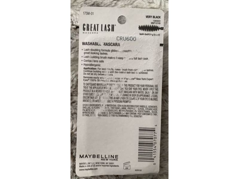 Maybelline Great Lash Mascara, 101 Very Black, 0.43 oz, 2 Pack