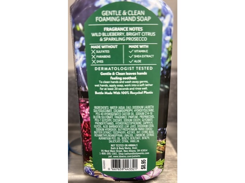 Bath & Body Works Gentle & Clean Foaming Hand Soap, Blueberry Bellini , 8.75 fl oz/259 mL