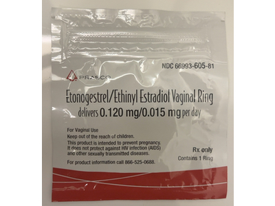 Ethinyl Estradiol Vaginal Ring, 0.120 mg/0.015 mg per day, 1 Count, Prasco (RX)