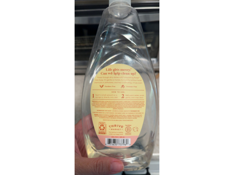 Thrive Market Rosey Dish Soap, Grapefruit & Meyer Lemon, 824 fl oz/710 mL