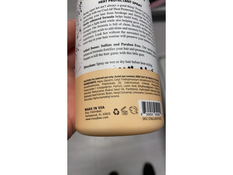 FoxyBae Cool AF Heat Protectant Hair Spray, 8 fl oz/236 mL