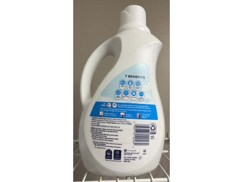 Downy Soft Free & Gentle Fabric Softener, 105 Loads, 77 fl oz/2.3 L