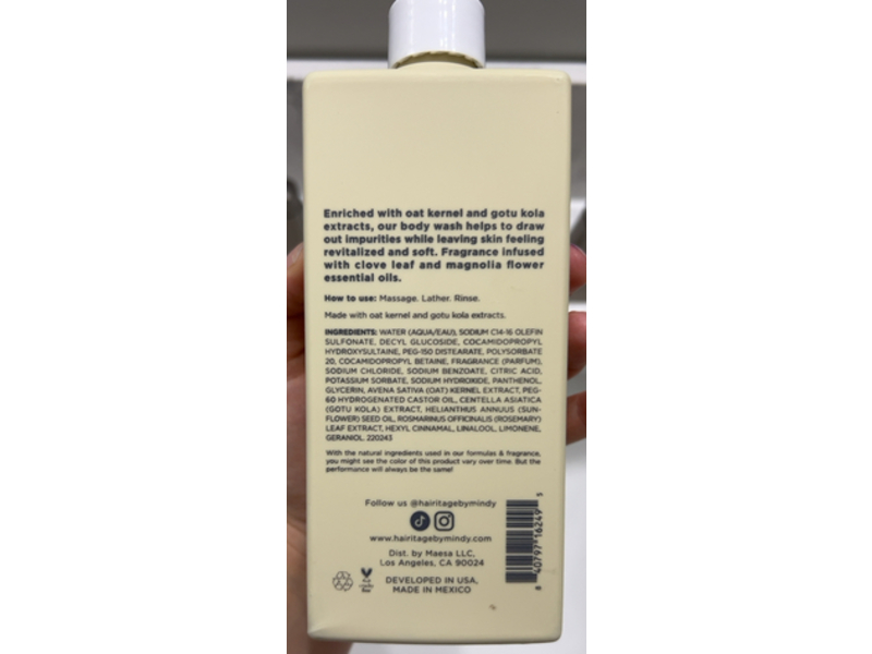 Hairitage Now & Lather Body Wash, Peony & Cypress, 14 fl oz/414 mL