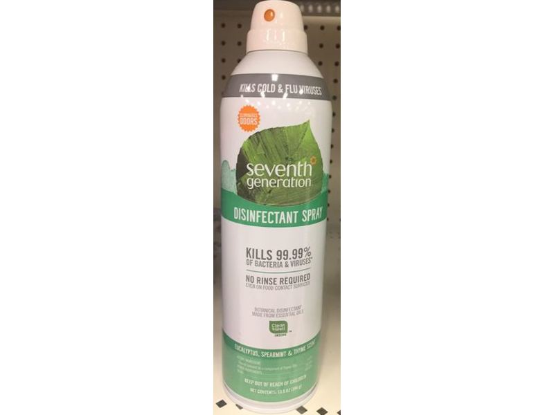 Seventh Generation Disinfectant Spray, Eucalyptus, Spearmint & Thyme Scent,13.9 oz/394 g