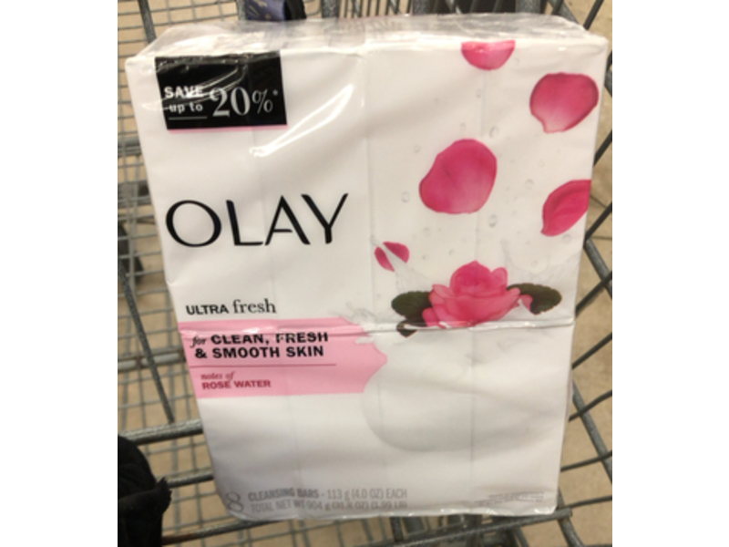 Olay Ultra Fresh Cleaning Bars, Rose Water, 4 oz/113 g, Count 8