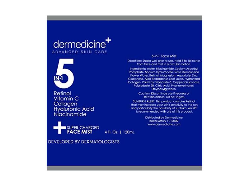 Dermedicine 5 in 1 Super Charged Face Mist, 4 fl oz/120 ml
