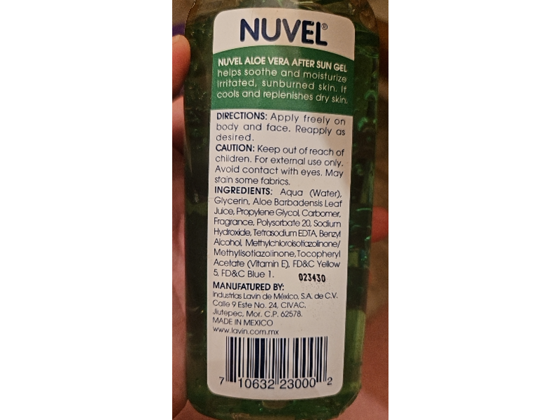 Nuvel After Sun Gel, Aloe Vera, 8.8 oz/249.5 g