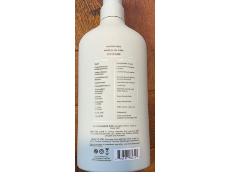 Hairitage By Mindy Mcknight Strengthening Shampoo, Coconut Milk Pistachio,15 fl oz/443 mL