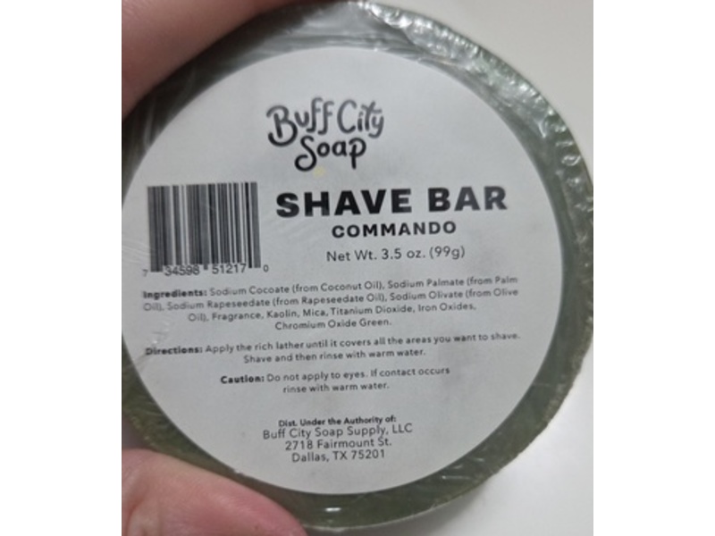 Buff City Soap Shave Bar, Commando, 3.5 oz/99 g