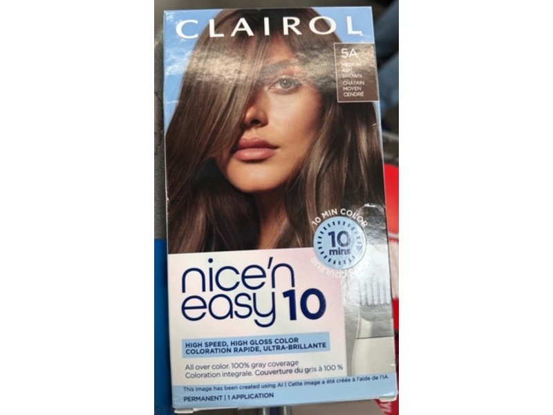 Clairol Nice'n Easy 10 Permanent Hair Dye, 5A Medium Ash Brown, Pack Of 1