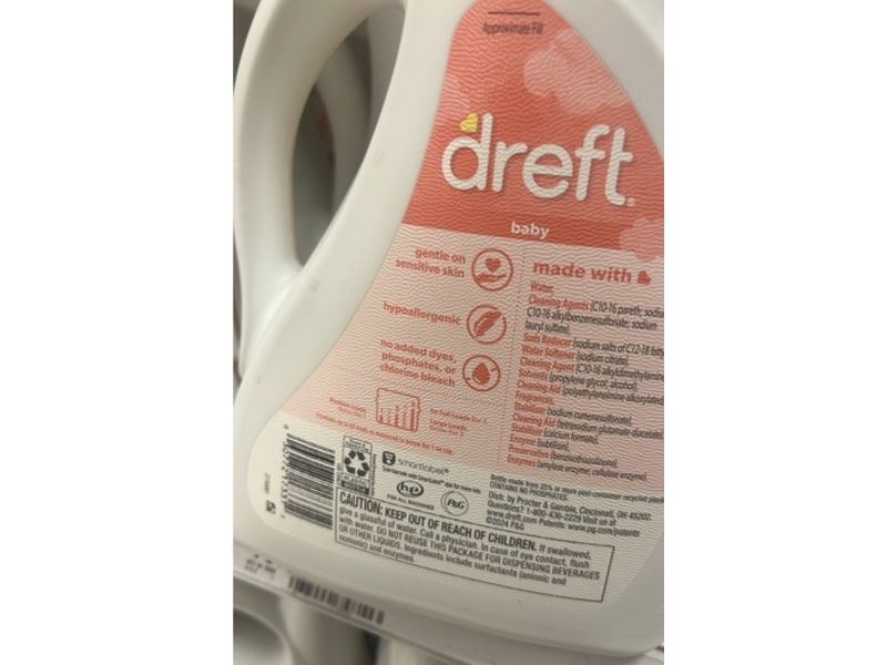 Dreft Baby Liquid Laundry Detergent, 64 Loads, 84 fl oz/2.48 L