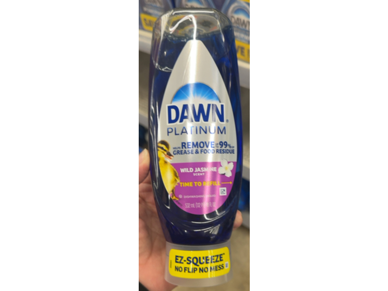 Dawn Platinum Ez-Squeeze Dishwashing Liquid Soap, Wild Jasmine, 18 fl oz/532 mL, Pack Of 6
