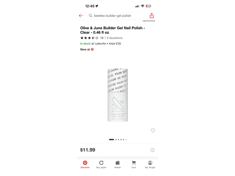 Olive & June Builder Gel Polish, Clear, 0.46 fl oz/13.5 mL