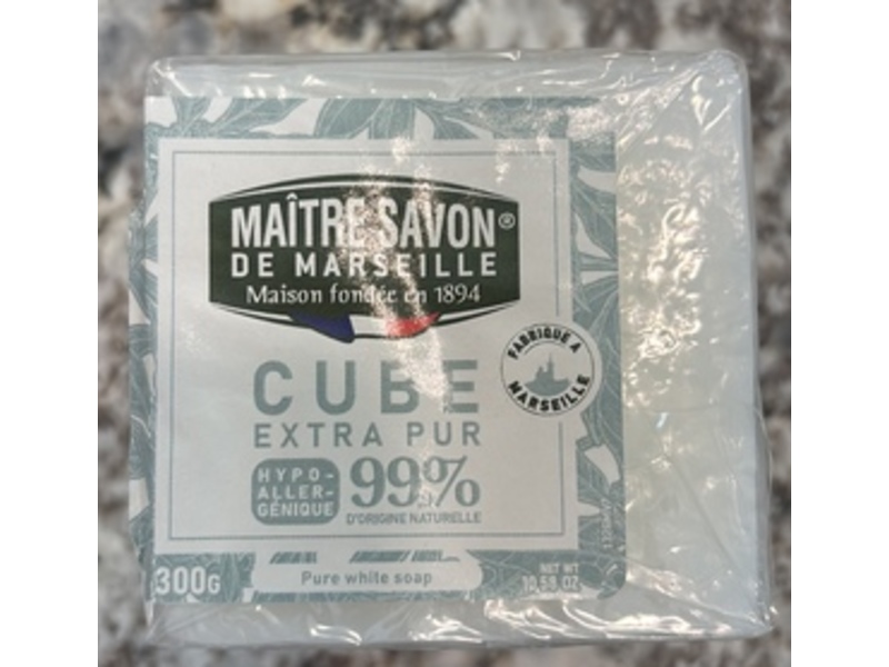 Maître Savon De Marseille The Extra Pur Cube Pure White Soap, 10.58 oz/300 g