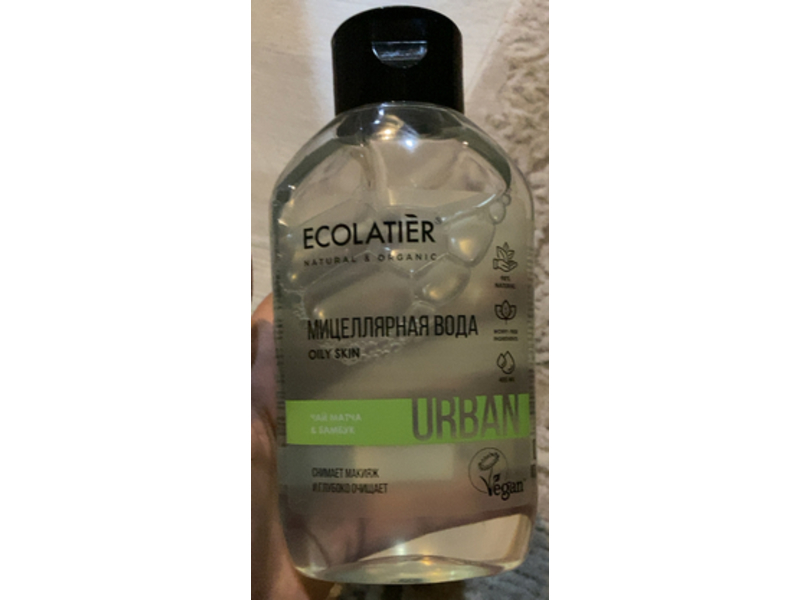 Ecolatier Natural & Organic Urban Micellar Makeup Remover, Matcha Tea & Bamboo, 400 mL