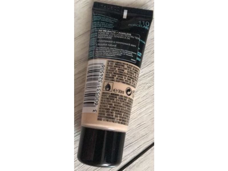 Maybelline Fit Me Matte + Poreless Foundation, 110 Porcelain, 30 mL