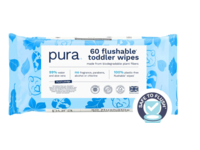 Pura Flushable Toddler Wipes, 60 Wipes - thumbnail 1