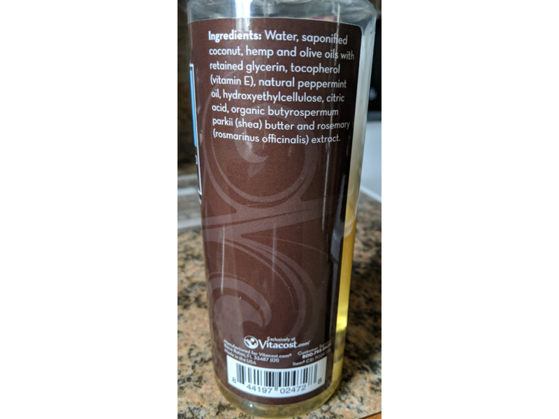 Glonaturals Essentials Liquid Castile Soap, Peppermint, 32 fl oz/946 mL