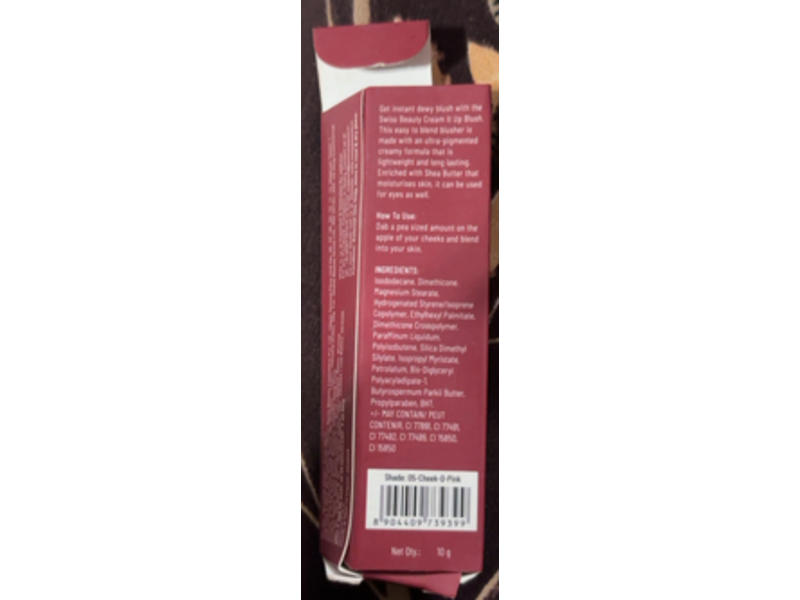 Swiss Beauty Cream It Up Blush, 05 - Cheek - O - Pink, 10 g