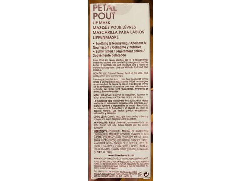 Flower Beauty Petal Pout Lip Mask, Berry-More, 0.05 fl oz/1.48 mL