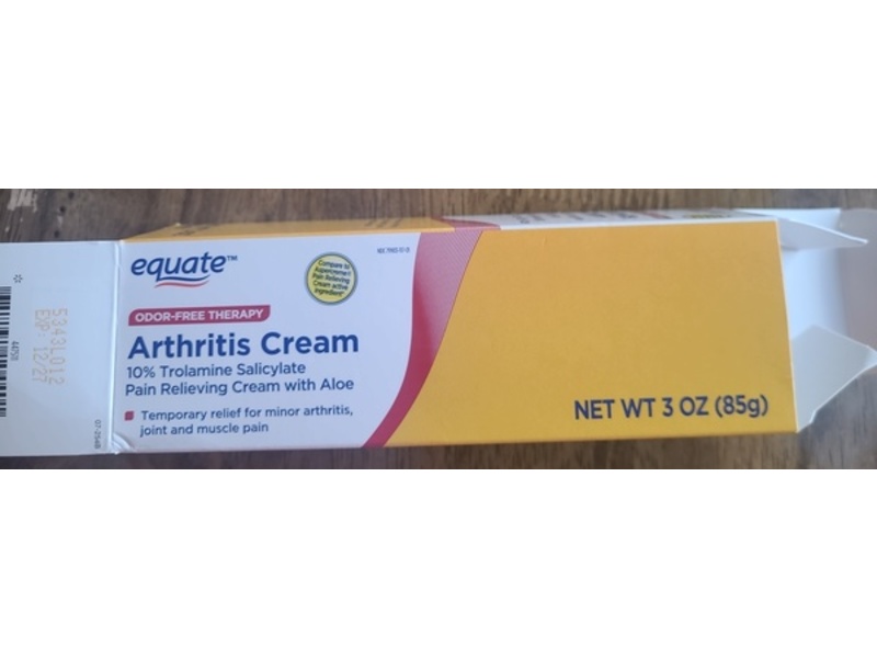 Equate Odor-Free Therapy Arthritis Cream, 10% Trolamine Salicylate, Aloe, 3 oz/85 g