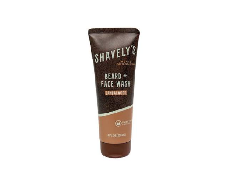Shavely's Men's Grooming Beard+Face Wash, Sandalwood, 8 fl oz/236 mL
