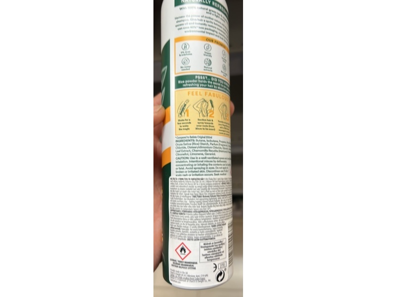 Batiste Dry Shampoo, Green Tea & Chamomile Light, 120 g
