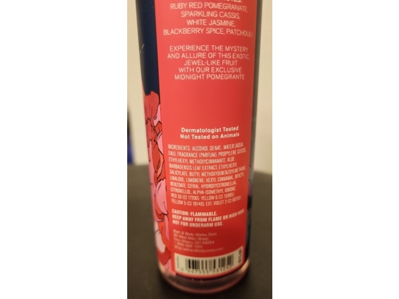 Bath & Body Works Fine Fragrance Mist, Midnight Pomegranate, 8 fl oz/236 mL