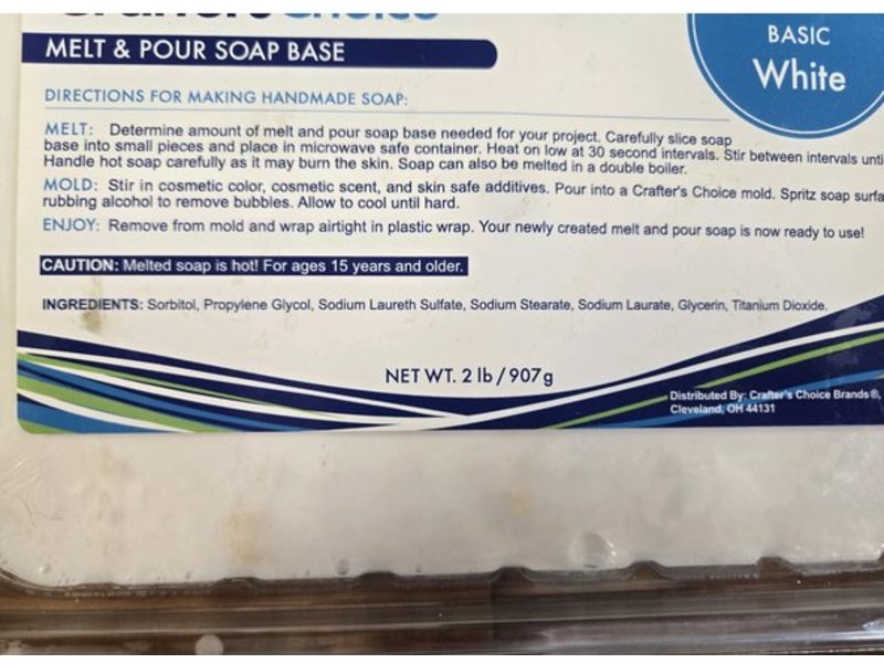 Crafter's Choice Melt & Pour Soap Base, Basic White, 907 g