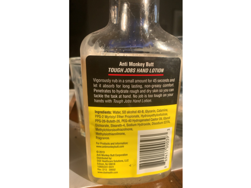 Anti Monkey Butt Tough Jobs Hand Lotion, Calamine, 7 fl oz/207 mL