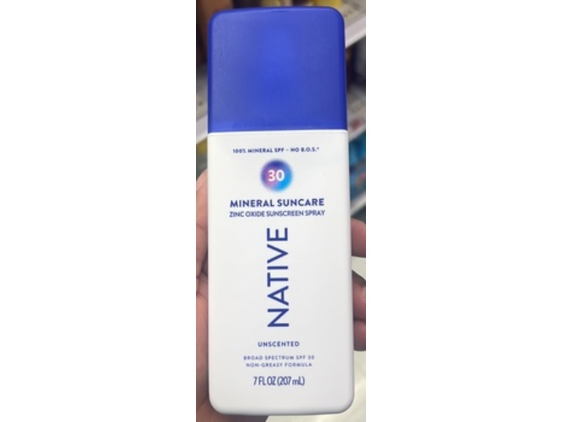 Native Mineral Suncare Sunscreen Spray, SPF 30, Unscented, 7 fl oz/207 mL