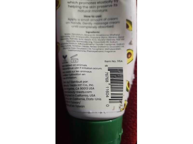 Beauty Treats Nourishing Hand Cream, Avocado Oil & Vitamin E, 3.17 oz/90 g