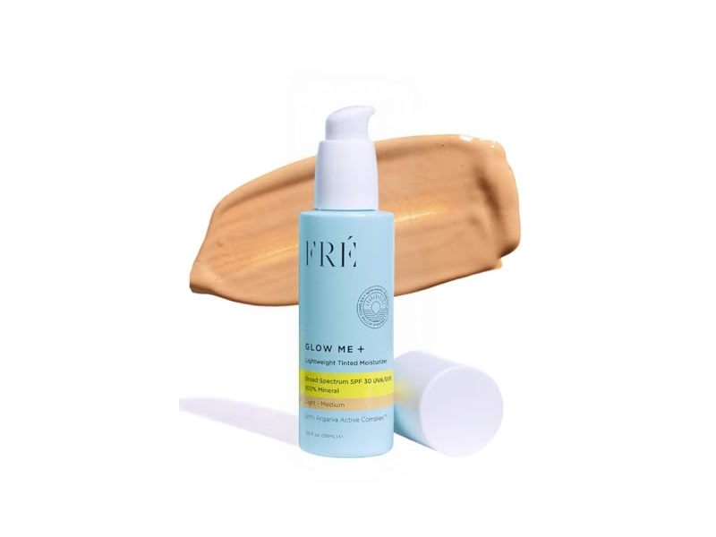 FRE Glow Me+ Lightweight Tinted Moisturizer Mineral Sunscreen, SPF 30, Light-Medium, 1.69 fl oz/50 mL