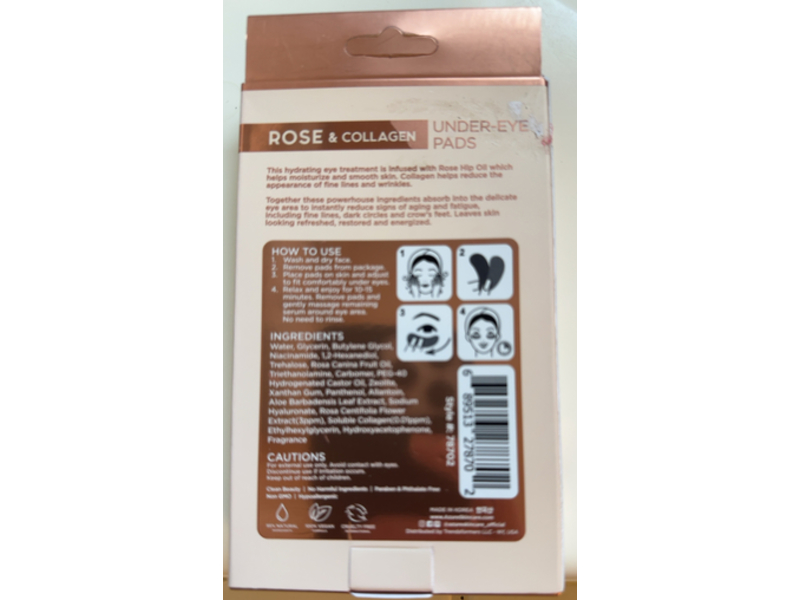 Azure Hydrating Under Eye Pads, Rose & Collagen, 0.88 oz/25 g, 5 Pairs