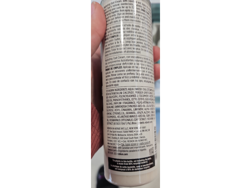 Redken Hydrating Curl Cream, Squalane & Jojoba Oil, 6.8 fl oz/200 mL