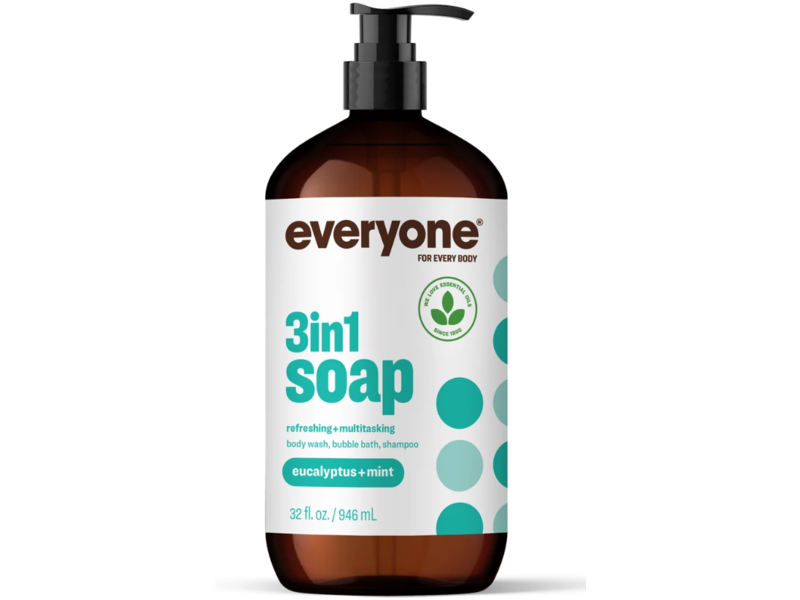 Everyone For Everybody Refreshing + Multitasking 3 In 1 Soap, Eucalyptus + Mint, 32 fl oz/946 mL