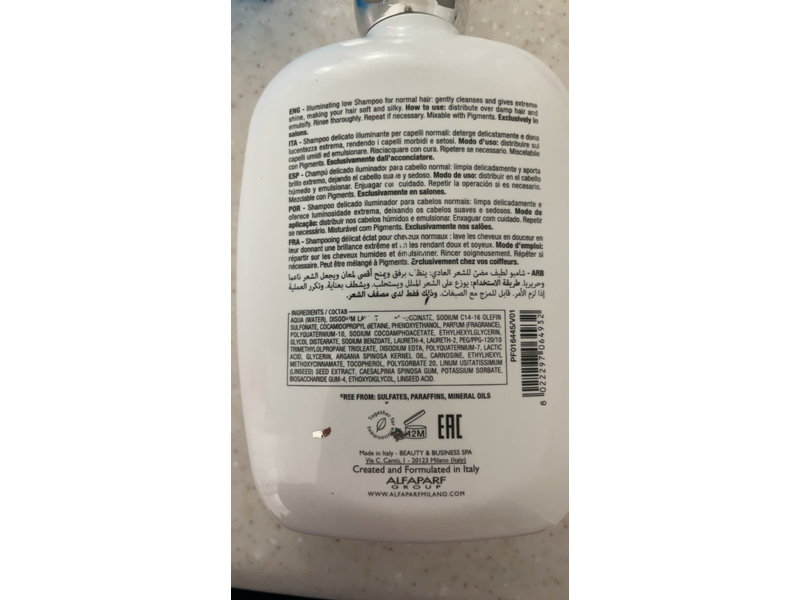 Alfaparf Milano Semi Di Lino Diamond Shine Illuminating Low Shampoo, 8.45 fl oz/250 mL