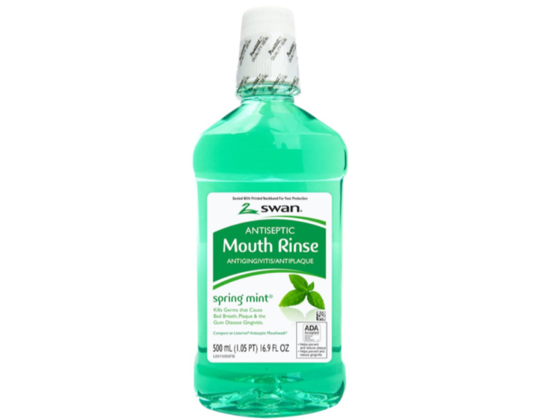 Swan Antiseptic Mouth Rinse, Spring Mint, 16.9 fl oz/500 mL