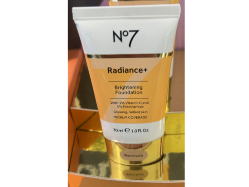 No7 Radiance+ Brightening Foundation, Warm Ivory, 1.0 fl oz/30 mL