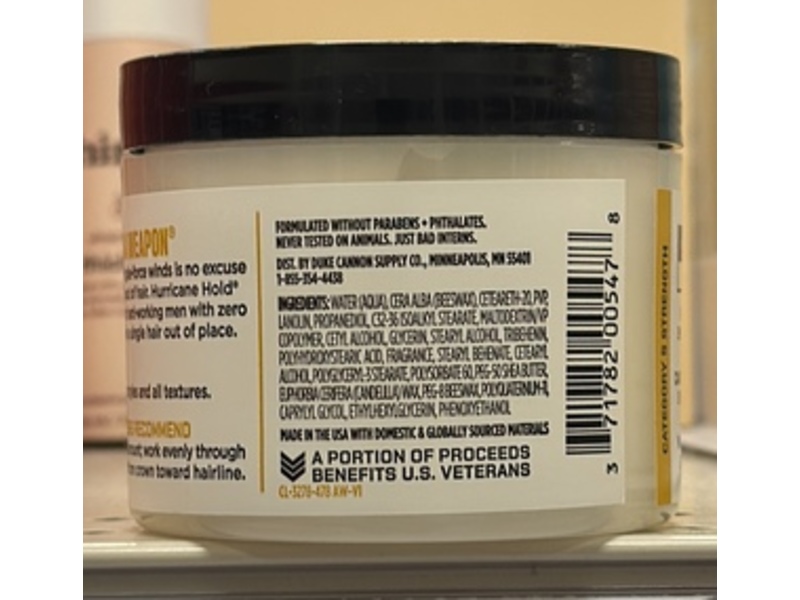 Duke Cannon Hurricane Hold Pomade, Maximum Hold, 4.6 oz/130 g