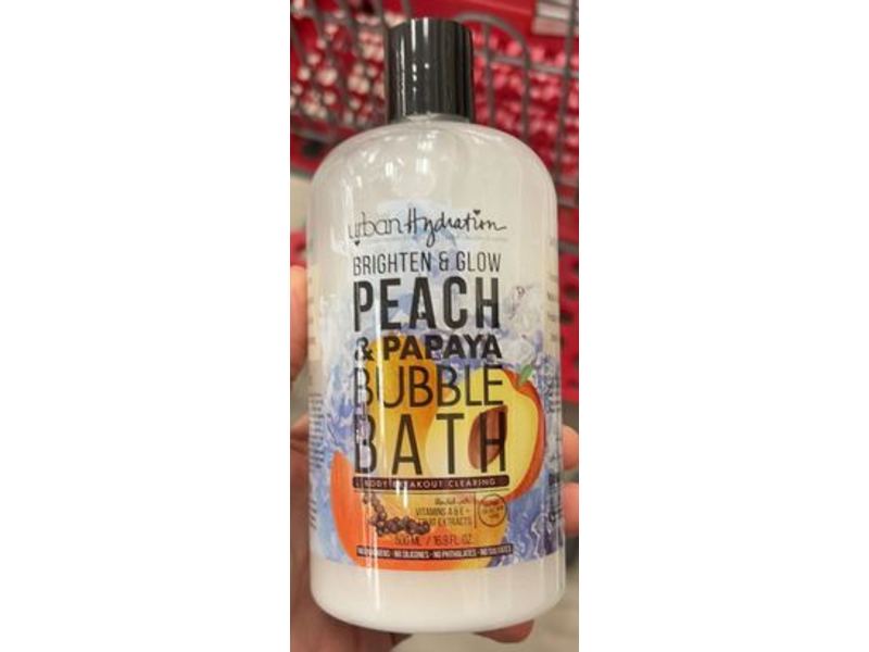 Urban Hydration Brighten & Glow Bubble Bath, Peach & Papaya, 16.9 fl oz/500 mL